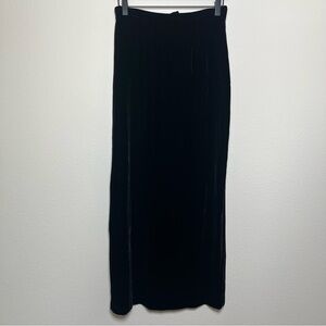 VTG y2k 90s Women Silk‎ Velvet Maxi Skirt 6 Black Whymsigoth Witchy Fairy Grunge